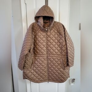Athleta Whisper Featherless Parka Jacket Rustic Beige Plus Size 3X Lightweight